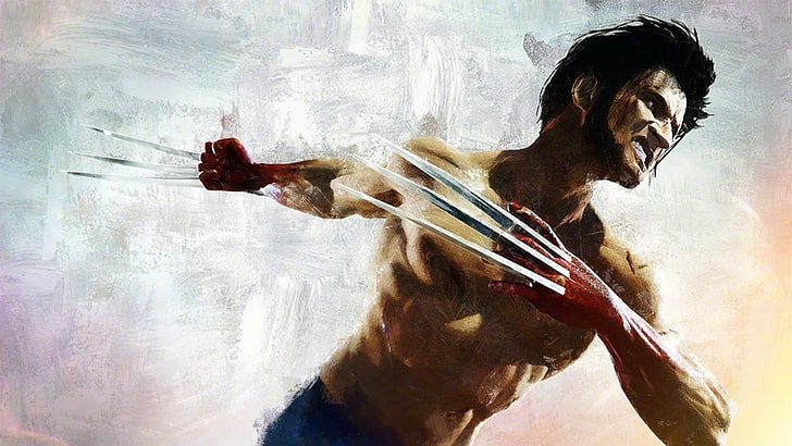 ภาพระยะใกล้ของภาพวาดวูลเวอรีนงานศิลปะวูล์ฟเวอรีนอดาแมนเทียมกรงเล็บ X-Men, วอลล์เปเปอร์ HD