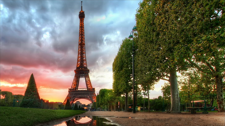 природа, эйфелева башня, париж, HD обои
