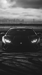 bil, Lamborghini, Lamborghini Aventador J, matt svart, HD tapet HD wallpaper