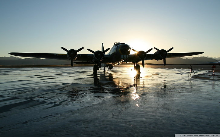 pesawat abu-abu, Boeing B-17 Flying Fortress, pesawat terbang, mesin bintang, Wallpaper HD