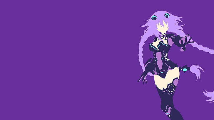 Ungu Hati (Hyperdimension Neptunia), Hyperdimension Neptunia, gadis-gadis anime, anime, latar belakang ungu, Wallpaper HD