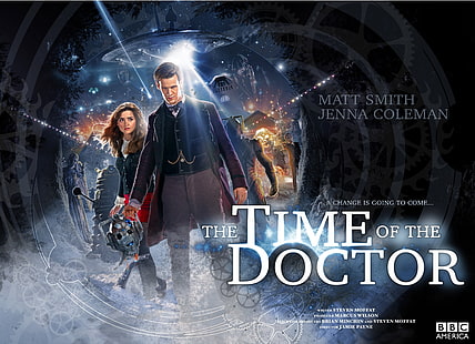 The time of the doctor poster, Doctor Who, The Time of the Doctor, Matt Smith, The Doctor, Eleventh Doctor, Jenna Louise Coleman, Clara Oswald, HD wallpaper HD wallpaper