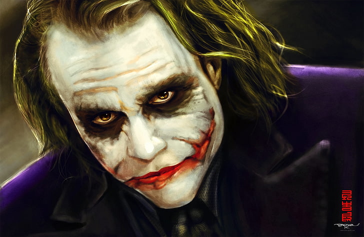 L'affiche du Joker, Batman, l'art, le joker, le maquillage, Byzwa Dher, Fond d'écran HD