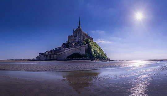 Francia, Mont-Saint-Michel, UNESCO, patrimonio mundial, la fortaleza de la isla, el mont Saint Michel, Fondo de pantalla HD HD wallpaper