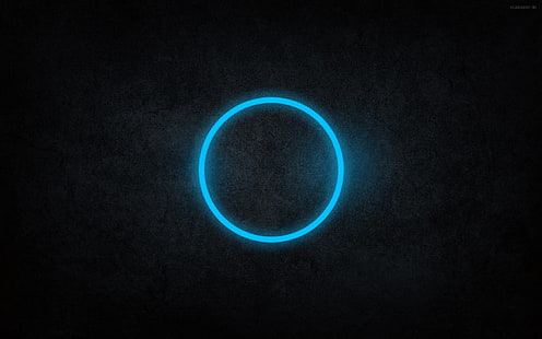 аннотация синий чёрный темные круги кольца голубой неон арт 1920x1200 Art Black HD Art, синий, абстрактный, HD обои HD wallpaper