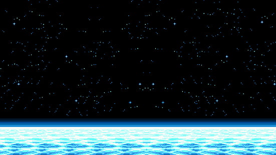 cluster of stars, space, pixel art, horizon, stars, pixels, HD wallpaper HD wallpaper