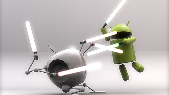 Fond d'écran numérique de robot Android, Android (système d'exploitation), sabre laser, art numérique, Star Wars, Fond d'écran HD HD wallpaper