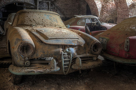 винтажные автомобили, старая машина, автомобиль, крушение, транспортное средство, HD обои HD wallpaper