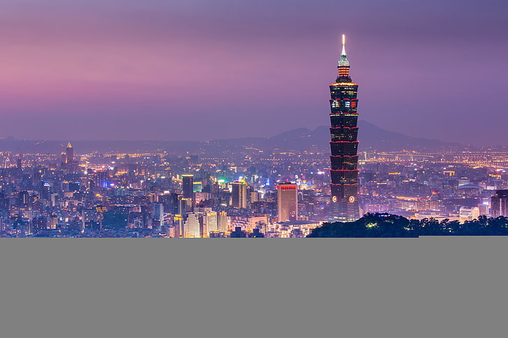 夜、台北、台湾、中国、夜の間に都市、 HDデスクトップの壁紙