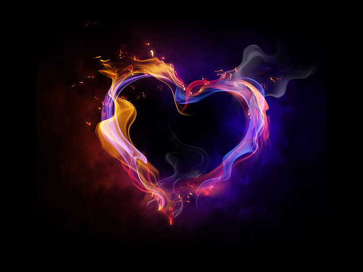 Love HD, purple and brown heart photoshop, artistic, love, HD wallpaper