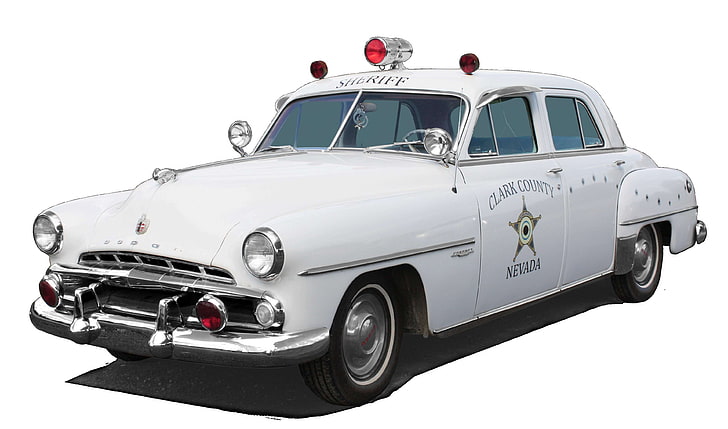 american, auto, automotive, blue light, car, dodge, exempted and edited, nostalgia, old, old car, old vehicle, oldie, oldtimer, patrol car, pkw, police, police car, sheriff clark country nevada, spotlight, usa, vehi, HD wallpaper