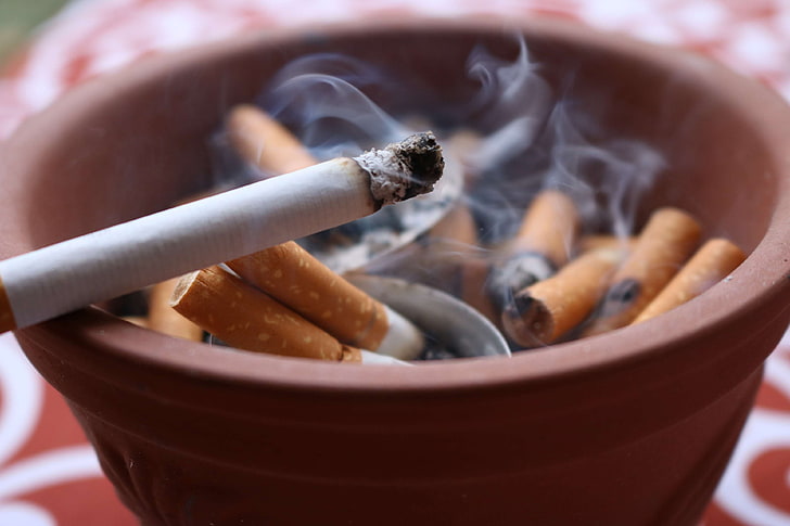 ashtray, cigarette, cigarette butt, cigarettes, smoke, HD wallpaper