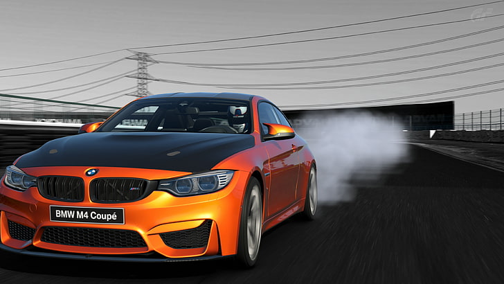 oranges BMW Auto, BMW M4 Coupé, HD-Hintergrundbild