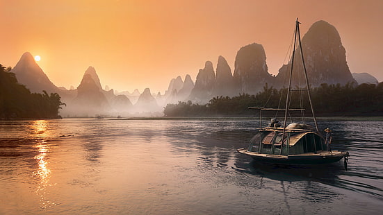 Lijiang River In The South Of The Village Xingping Near The Guilin In China Desktop Hd Wallpaper For Pc Tablet And Mobile 3840×2160, HD wallpaper HD wallpaper