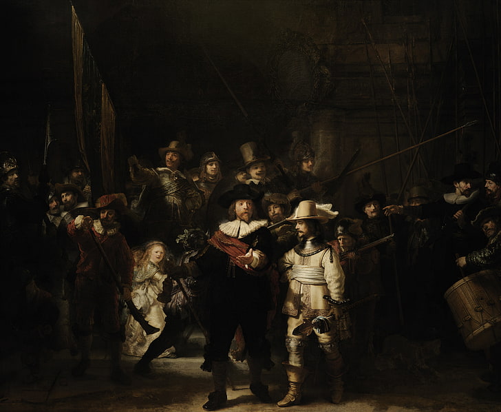 Harmensz, Nacht, Rembrandt, die Uhr, HD-Hintergrundbild