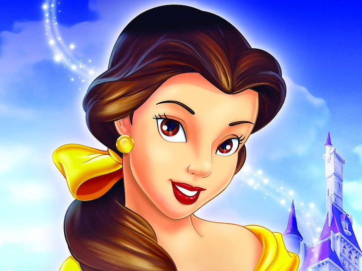 Beauty Girl Cartoon, Disney Princess Belle digital wallpaper, dibujos animados, niña, dibujos animados, Fondo de pantalla HD