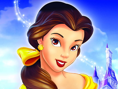 Beauty Girl Cartoon, wallpaper digital Disney Princess Belle, Kartun,, gadis, kartun, Wallpaper HD HD wallpaper
