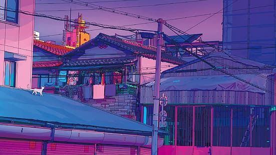 anime, paysage urbain, Fond d'écran HD HD wallpaper
