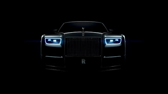 coche, coche negro, Rolls Royce Phantom, vehículo, vehículo de lujo, iluminación automotriz, Rolls Royce, luz, rejilla, faro, Fondo de pantalla HD HD wallpaper