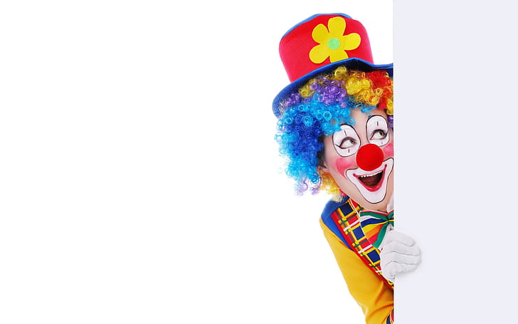 Clown, Hide, Funny, White Background, clown, hide, funny, white background, HD wallpaper