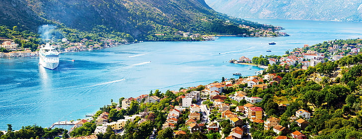 Home, The city, Bay, Ships, Montenegro, Kotor, The Boka Kotorska, HD wallpaper