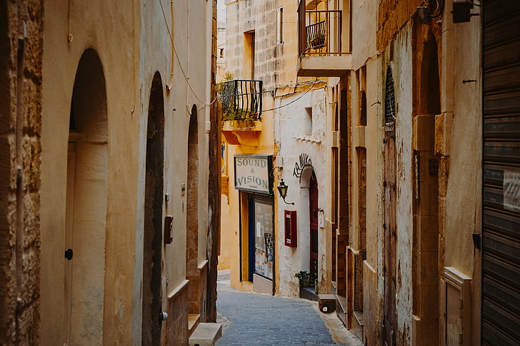 street, lane, buildings, victoria, malta, HD wallpaper