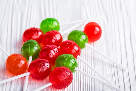red and green lollipops, chupa chups, lollipop, candy, hard candy, sweets, HD wallpaper HD wallpaper