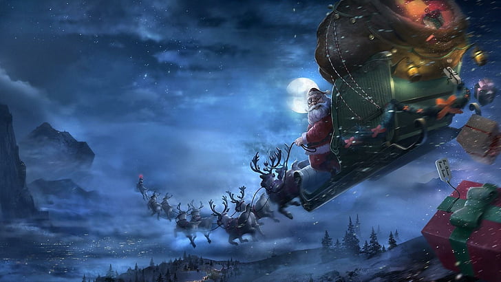 christmas, xmas, santa claus, winter, celebration, HD wallpaper