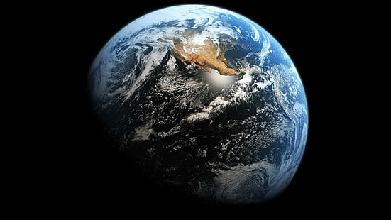 Pianeta Terra, Terra, nero, spazio, pianeta, arte spaziale, Sfondo HD HD wallpaper