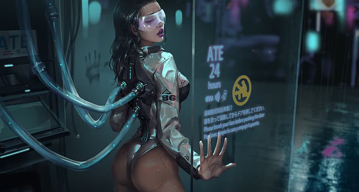 cyberpunk, cyborg, futuristic, cybergirl, 4K, HD wallpaper