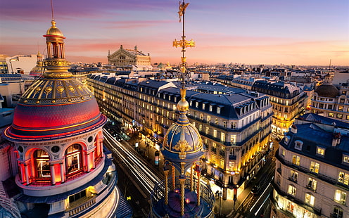 パリ、フランス、グランドオペラ、建物、都市、ライト、夜、パリ、フランス、グランド、オペラ、建物、都市、ライト、夜、 HDデスクトップの壁紙 HD wallpaper