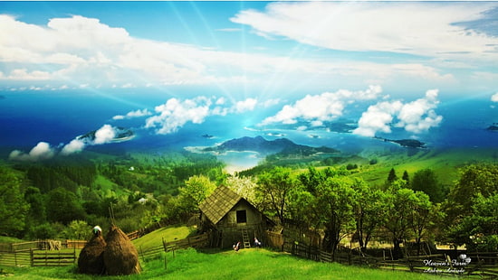 Мечтателна селска къща, природа, пейзаж, HD тапет HD wallpaper