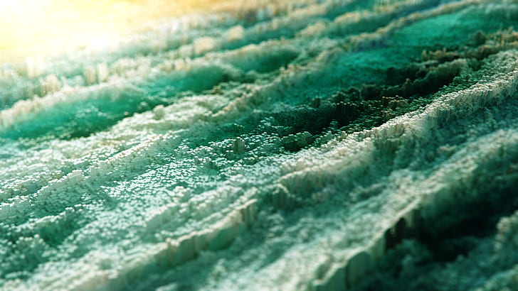 Waves, Displacement, Cubic, Flare, Light, Polygons, HD wallpaper