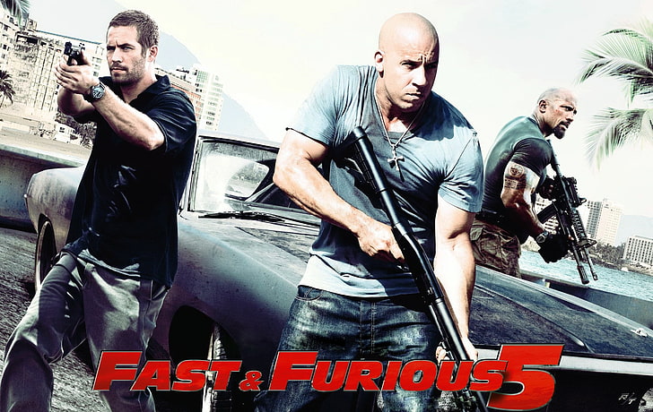 Fast & Furios 5 wallpaper, machine, Dodge, men, Charger, paul walker, the charger, Fast and furious 5, great movie, Fast Five, with bombs, blockbuster, vin disel, Dwayne Johnson, HD wallpaper