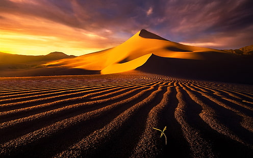 Пустиня, пясъчни дюни, небе, облаци, горещо, Пустиня, пясък, дюни, небе, облаци, горещо, HD тапет HD wallpaper