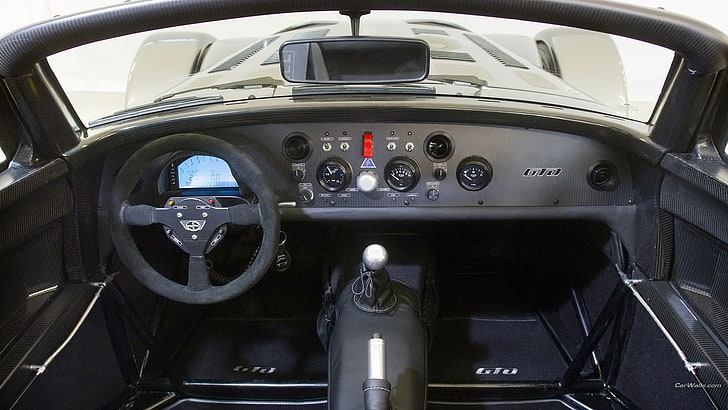 vista interior do veículo dianteiro preto, interior do veículo preto, Donkervoort D8 GTO, câmbio manual, interior do carro, carro, veículo, HD papel de parede