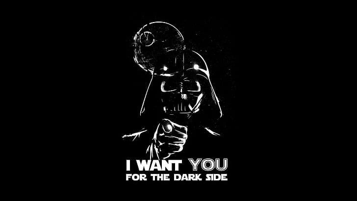 black background with text overlay, Star Wars, Darth Vader, HD wallpaper