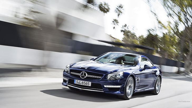 coupé Mercedes-Benz bleu, Mercedes SL 65 AMG, voiture, Mercedes Benz, voitures bleues, véhicule, Fond d'écran HD