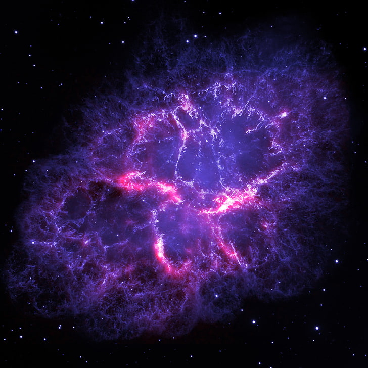 fioletowa supernowa, przestrzeń kosmiczna, mgławica Krab, przestrzeń, sztuka kosmiczna, gwiazdy, planeta, mgławica, galaktyka, Messier 1, Taurus (konstelacja), Tapety HD