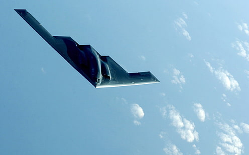 เครื่องบินเจ็ทสีเทาและสีขาวเครื่องบินทิ้งระเบิดเครื่องบินล่องหน Northrop Grumman B-2 Spirit เครื่องบินทหาร, วอลล์เปเปอร์ HD HD wallpaper