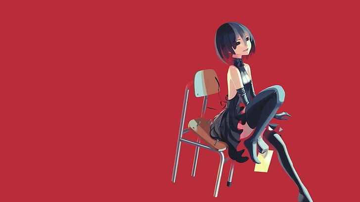 thigh-highs, Monogatari Series, Oshino Ougi, anime girls, artwork, HD wallpaper