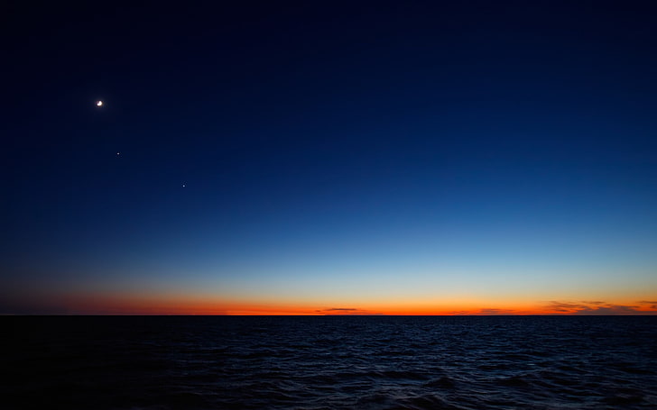 Gewässer bei Sonnenuntergang, Himmel, Meer, Sonnenuntergang, Natur, HD-Hintergrundbild