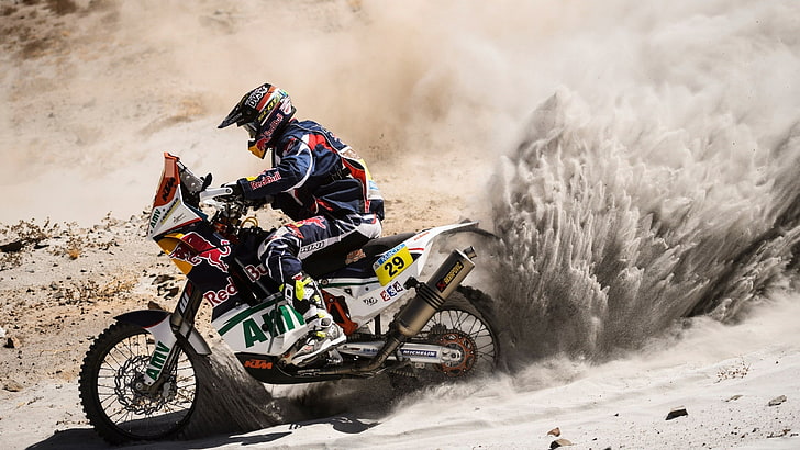 KTM, motorcycle, Red Bull, Dakar, Paris Dakar, HD wallpaper