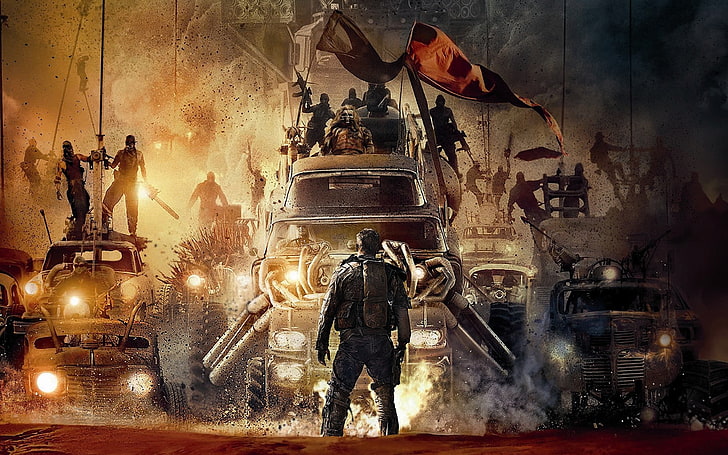 Fondo de pantalla digital de hombre frente a vehículo, Mad Max, Mad Max: Fury Road, películas, Fondo de pantalla HD