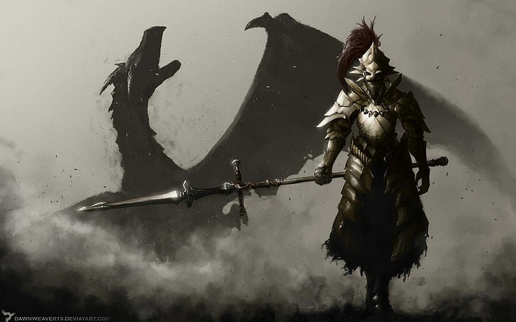 chevalier tenant le papier peint numérique épée, Dark Souls, ornstein, Dragon Slayer Ornstein, Fond d'écran HD
