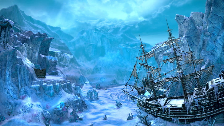 black boat on top of frozen body of water, Tera, Tera Rising , Tera online, video games, HD wallpaper