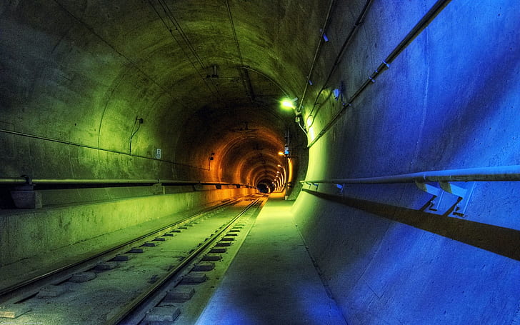 Tunel kolejowy, pociąg, tunel, Tapety HD