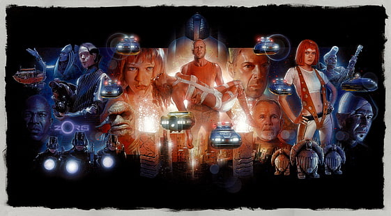 Bruce Willis, Milla Jovovich, disegno, film, The Fifth Element, Leeloo, Sfondo HD HD wallpaper