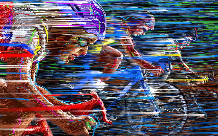 จักรยาน, การแข่งขัน, สี, ความเร็ว, เวกเตอร์, ขี่จักรยาน, วอลล์เปเปอร์ HD