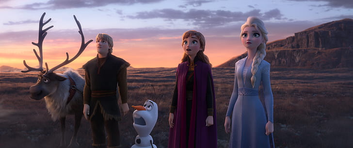 Movie, Frozen 2, Anna (Frozen), Elsa (Frozen), Kristoff (Frozen), Olaf (Frozen), Sven (Frozen), HD tapet